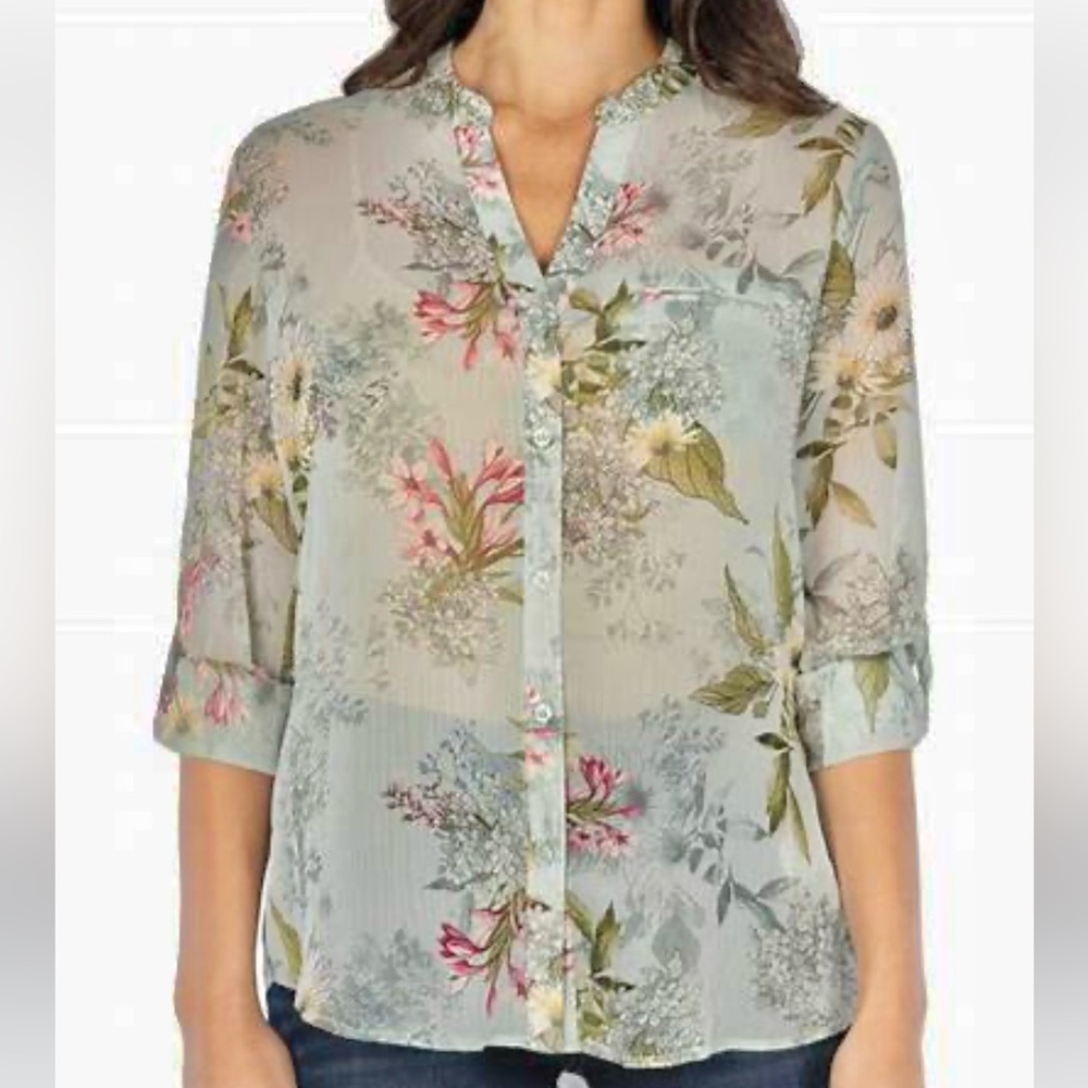 Kut from the Kloth Jasmine Chiffon Button-Up Shirt M